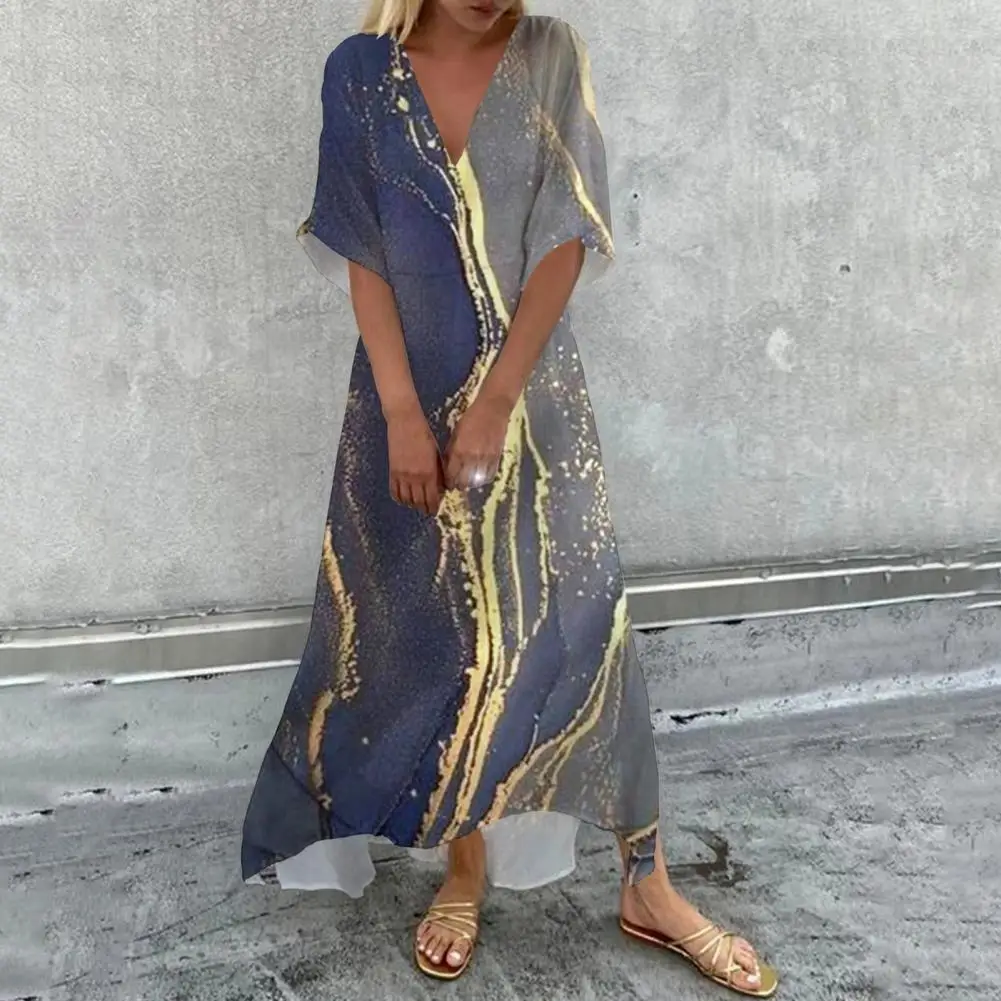 Elegant Dress Shrink Resistant Maxi Dress Large Hem Lightweight Trendy 3D Marble Pattern A-Line Maxi Dress
Elegant Dress Shrink Resistant Maxi Dress Large Hem Lightweight Trendy 3D Marble Pattern A-Line Maxi Dress
