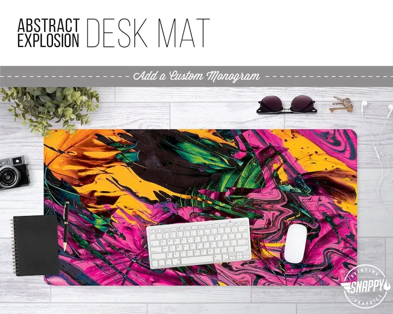 Ink Color Explosion Print Desk Mat w/ Custom Monogram - 3 Sizes - High Quality Digital Print, Dye Sublimation - Hand Washable
Ink Color Explosion Print Desk Mat w/ Custom Monogram - 3 Sizes - High Quality Digital Print, Dye Sublimation - Hand Washable