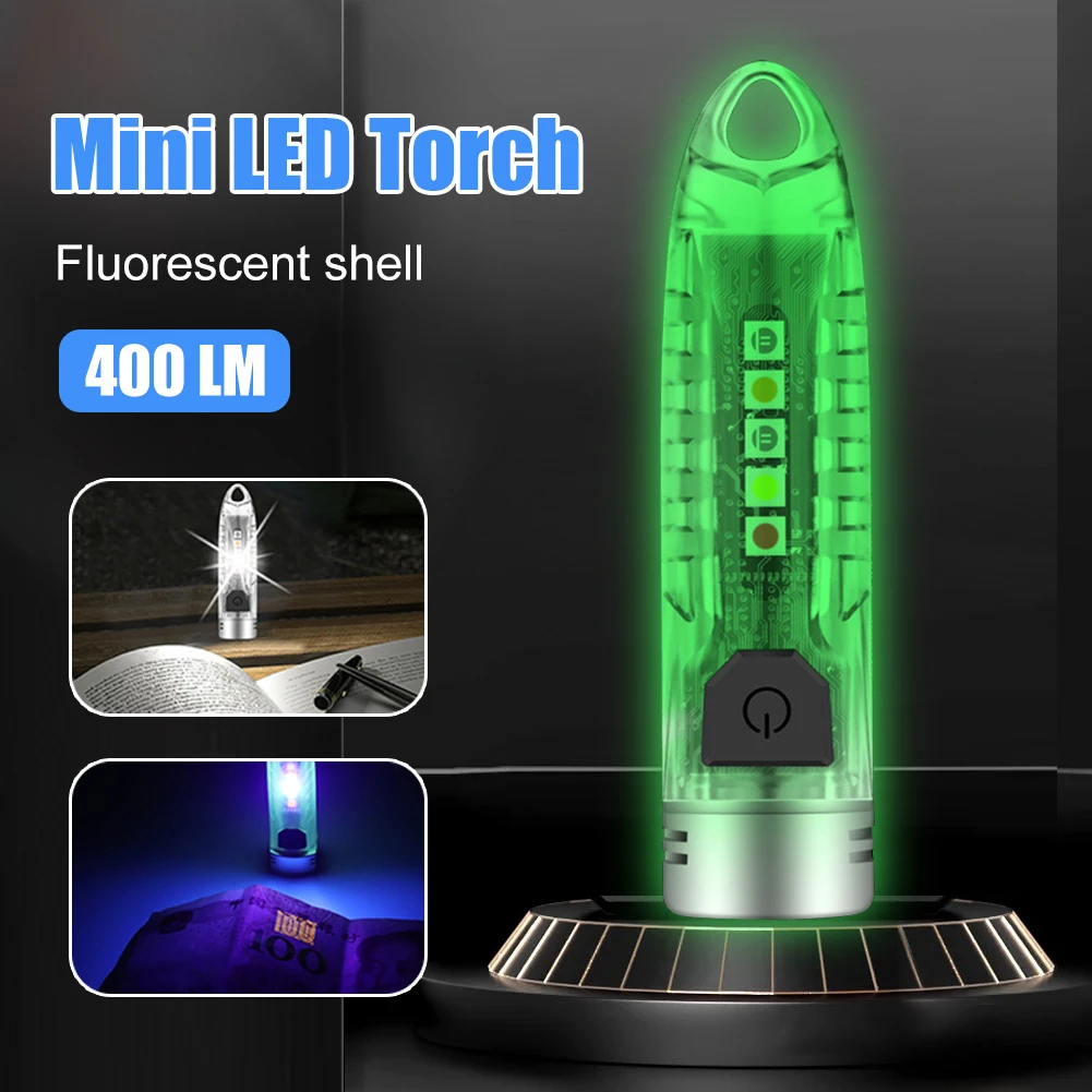 400LM Mini Keychain Flashlight Portable LED Torch Light USB Rechargeable 12 Modes Fluorescent Shell Waterproof Keychain Lantern
400LM Mini Keychain Flashlight Portable LED Torch Light USB Rechargeable 12 Modes Fluorescent Shell Waterproof Keychain Lantern