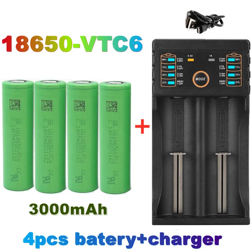 New 18650 VTC6 3.7V 3000 mAh battery is originally suitable for US18650 Sony 30A, toy tools, flashlight battery+USB charger
New 18650 VTC6 3.7V 3000 mAh battery is originally suitable for US18650 Sony 30A, toy tools, flashlight battery+USB charger