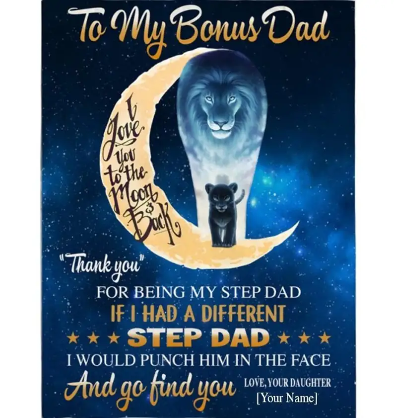 Lion Bonus Dad Blanket Personalized- Custom Thank You Bonus Dad Step Dad Stepdad Fathers Day Gift From Daughter/Son Lion Blanket
Lion Bonus Dad Blanket Personalized- Custom Thank You Bonus Dad Step Dad Stepdad Fathers Day Gift From Daughter/Son Lion Blanket