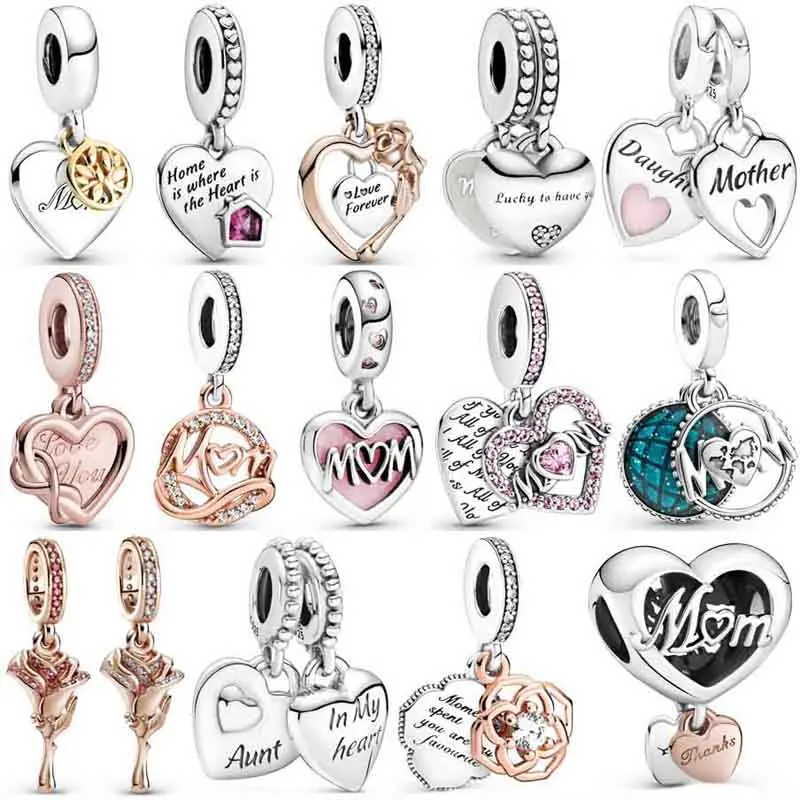 Glitter Globe Rose Thank You Mom Heart & Family Tree Pendant Beads 925 Sterling Silver Charms Fit pandora Bracelet Diy Jewelry
Glitter Globe Rose Thank You Mom Heart & Family Tree Pendant Beads 925 Sterling Silver Charms Fit pandora Bracelet Diy Jewelry