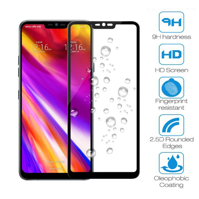 2.5D Full Cover Screen Protector For LG Q60 Q7 Q6 G6 G7 G8 K10 2017 2018 Tempered Glass On V30 V40 V50 K40 K50 Film | Мобильные