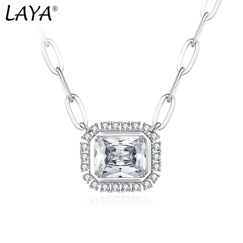 LAYA 925 Sterling Silver Pendant Necklaces For Women Shining Square Zircon Fashion Paperclip Link Chain Anniversary Fine Jewelry
LAYA 925 Sterling Silver Pendant Necklaces For Women Shining Square Zircon Fashion Paperclip Link Chain Anniversary Fine Jewelry