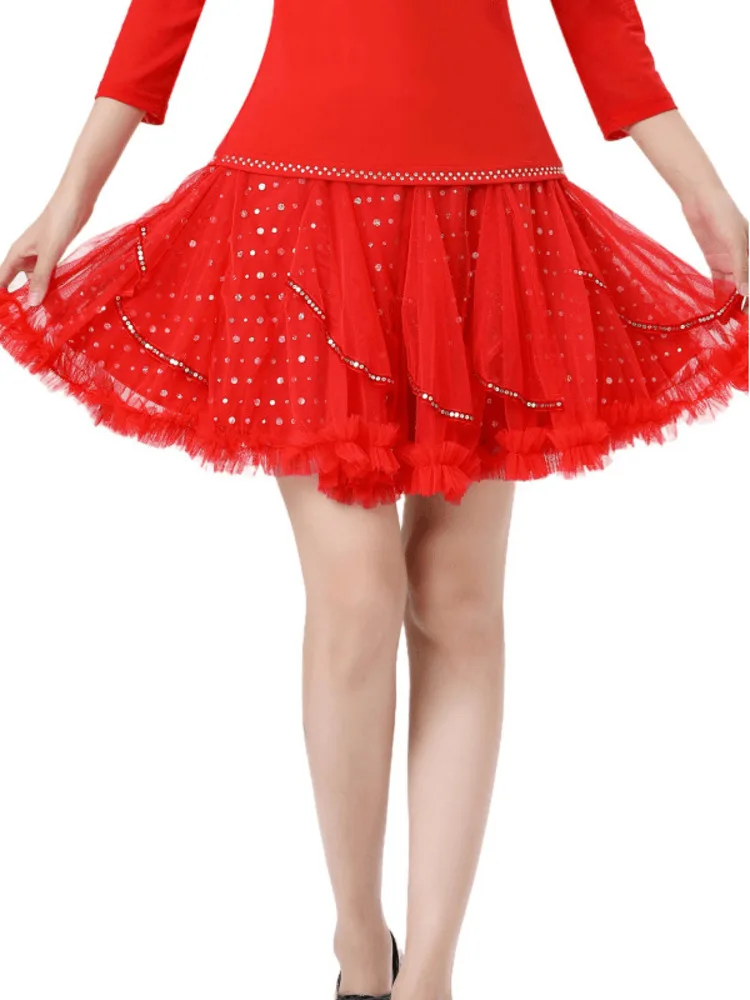 Sequins Mesh Ballroom Women Dance Latin Skirts Solid Color Woman Clothing Sports Costume Wear High Waist Cabaret Practice Skirt
Sequins Mesh Ballroom Women Dance Latin Skirts Solid Color Woman Clothing Sports Costume Wear High Waist Cabaret Practice Skirt