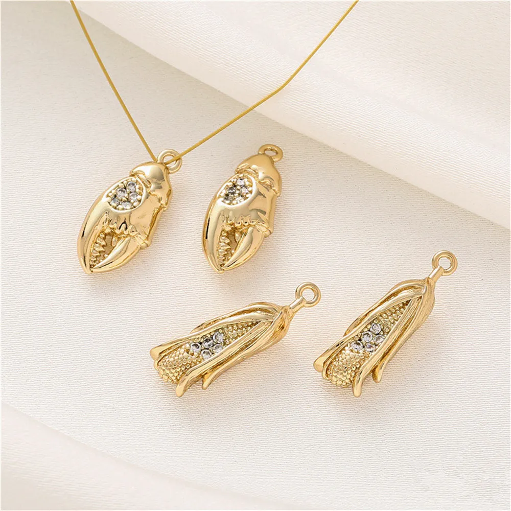 14K gold with zirconium crab pincers feet corn cob pendant diy accessories handmade bracelet necklace pendant charm
14K gold with zirconium crab pincers feet corn cob pendant diy accessories handmade bracelet necklace pendant charm