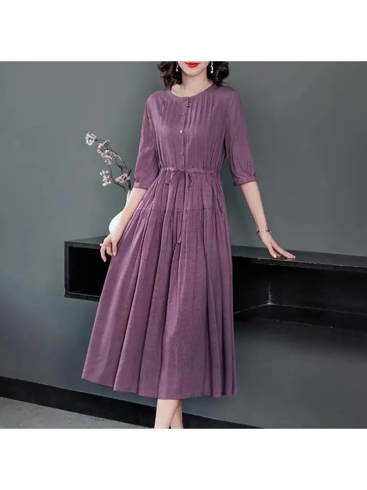 New 2022 Summer Women Cotton Linen Ankle-length Long Dress Casual O-neck Elastic Waist Loose A-line Dresses Vestidos M251
New 2022 Summer Women Cotton Linen Ankle-length Long Dress Casual O-neck Elastic Waist Loose A-line Dresses Vestidos M251