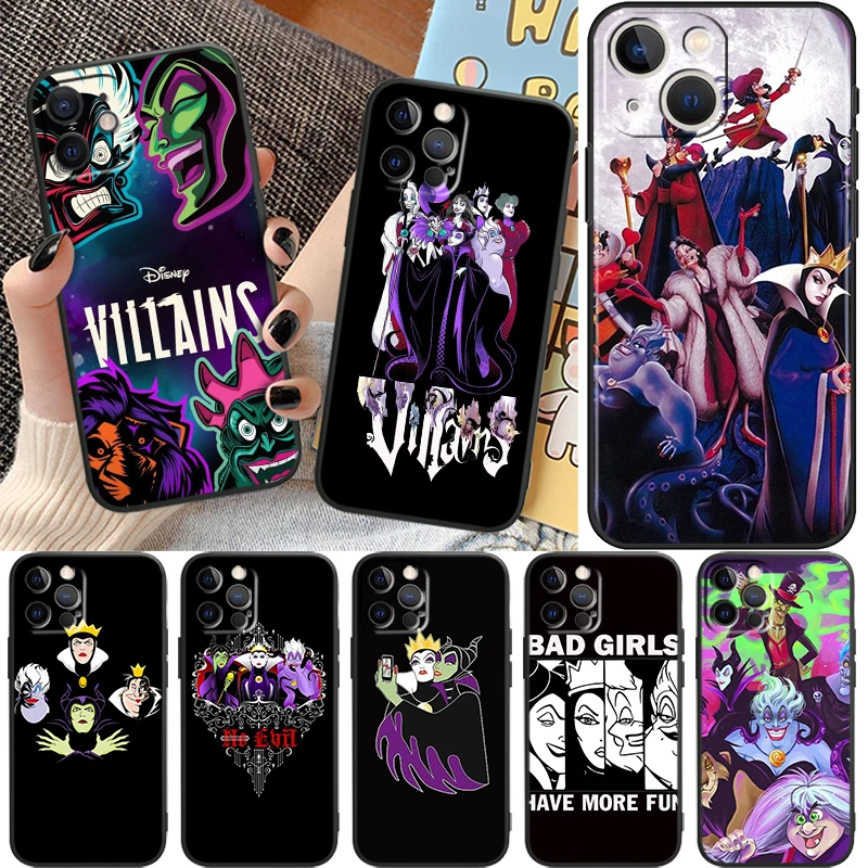 

Disney villains combo Phone Case For Apple iPhone 14 13 12 11 Pro Max Mini XS Max X XR 7 8 Plus 6 Soft TPU Black Cover Shell