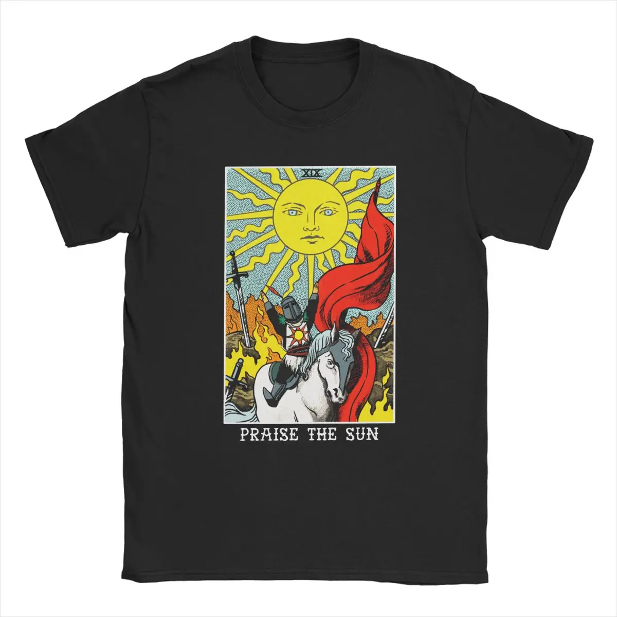 

Praise The Sun Tarot Dark Souls Men's T Shirts Vintage Tees Short Sleeve O Neck T-Shirts Pure Cotton Unique Clothes