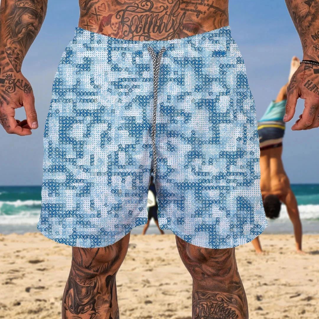 

Men's Beach Shorts Trunks Surfing Boardshorts Mesh Lining Mens Swimwear Beachwear Short Homme Swimming Trunks for Men