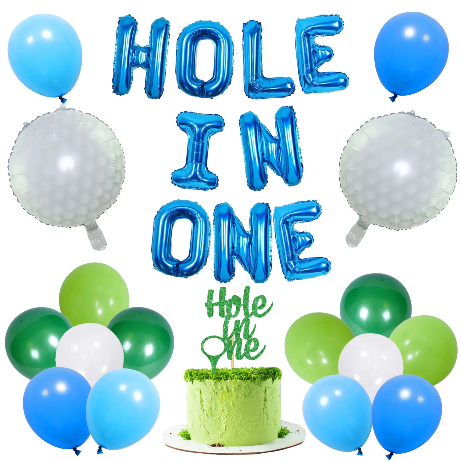 Golf Theme Balloon Set Hole In One Balloon Banner Green Cake Topper Golf Foil Balloons for Kids 1st Birthday Party Decoration
Golf Theme Balloon Set Hole In One Balloon Banner Green Cake Topper Golf Foil Balloons for Kids 1st Birthday Party Decoration