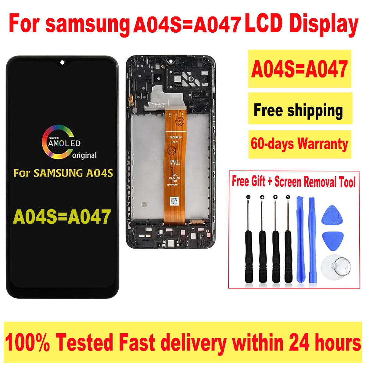 6.5” New LCD For Samsung Galaxy A04s LCD Display Touch Screen Digitizer For Samsung A04s LCD For Samsung A047 A047F A047F/DS 
6.5” New LCD For Samsung Galaxy A04s LCD Display Touch Screen Digitizer For Samsung A04s LCD For Samsung A047 A047F A047F/DS