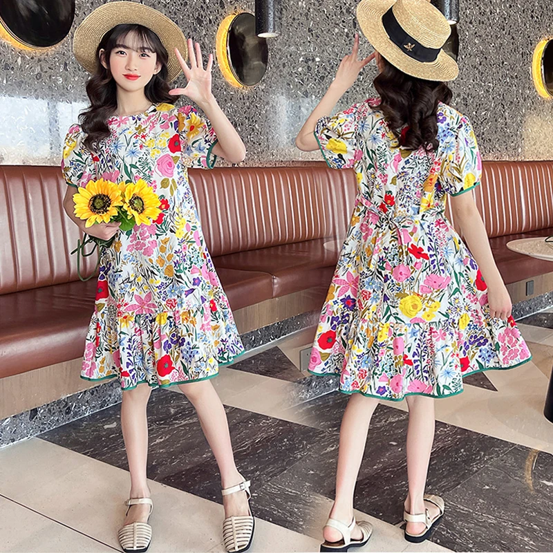 Girls Floral Dress Cotton Puff Sleeves Children Princess Dresses 13 14 15 Years Kids Summer Clothes Hem Ruffle Teens Party Dress
Girls Floral Dress Cotton Puff Sleeves Children Princess Dresses 13 14 15 Years Kids Summer Clothes Hem Ruffle Teens Party Dress