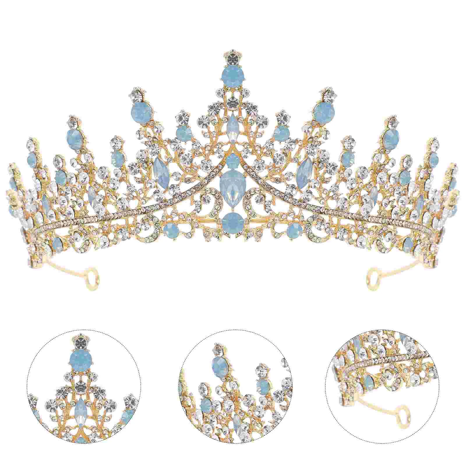 

Bride Crown Tiara Women Rhinestone Bridal Wedding Baroque Headband Headpiece Hair Ties