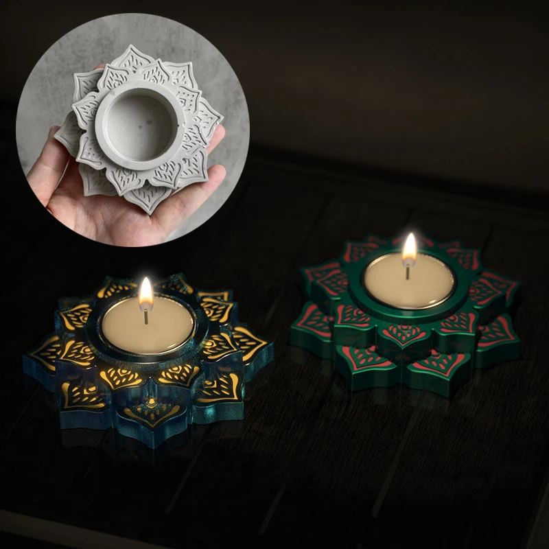 DIY Mandala Lotus Candle Holder Tray Mold Handmade Cement Plaster Buddhist Flower of Life Candlestick Silicone Mould Home Decor
DIY Mandala Lotus Candle Holder Tray Mold Handmade Cement Plaster Buddhist Flower of Life Candlestick Silicone Mould Home Decor