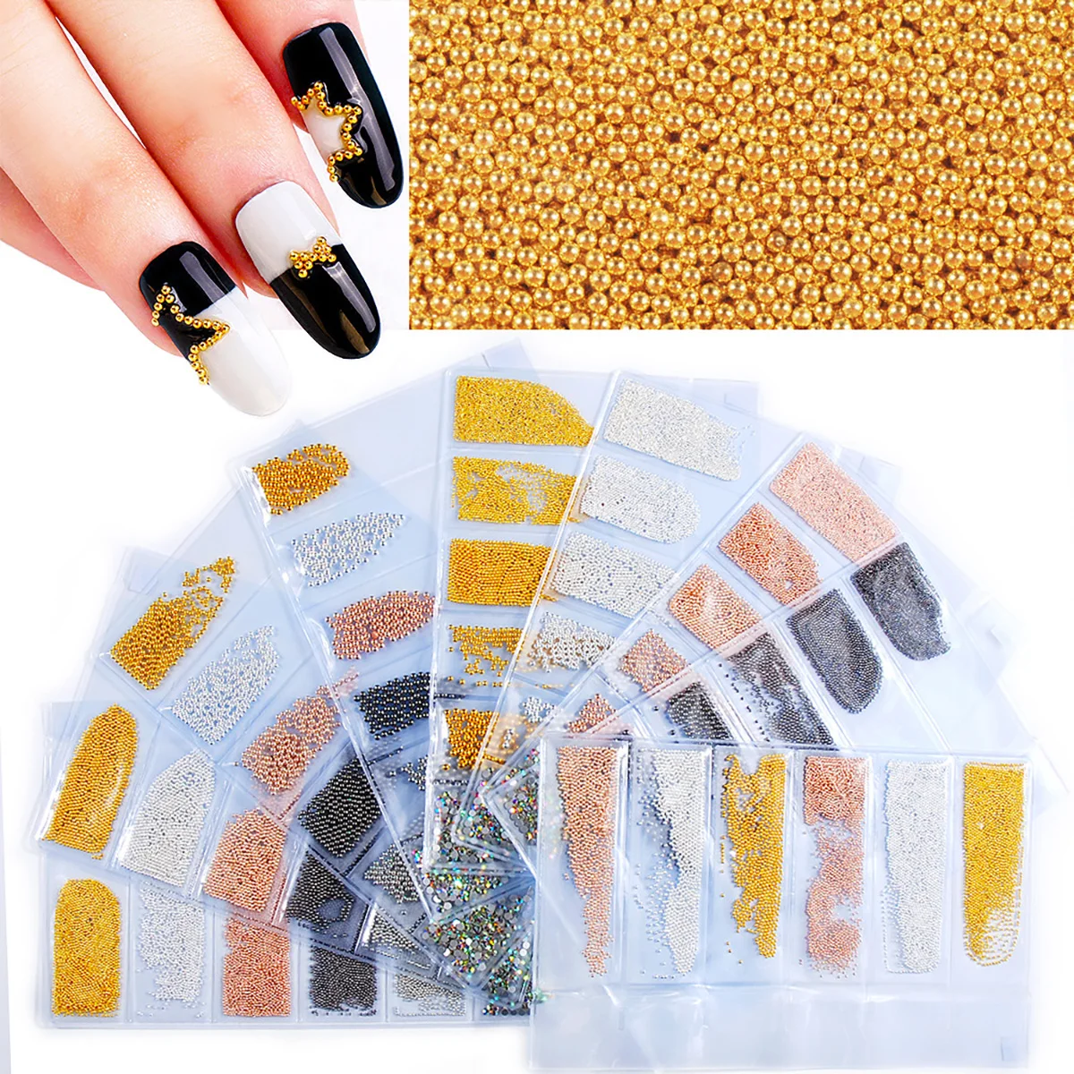 6 Packs Mini Metal Beads Caviar Nail Charms Diy Gold Silver Microbeads Rose 0.8-2.0mm Rhinestones For Nail Art Decorations Bulk
6 Packs Mini Metal Beads Caviar Nail Charms Diy Gold Silver Microbeads Rose 0.8-2.0mm Rhinestones For Nail Art Decorations Bulk