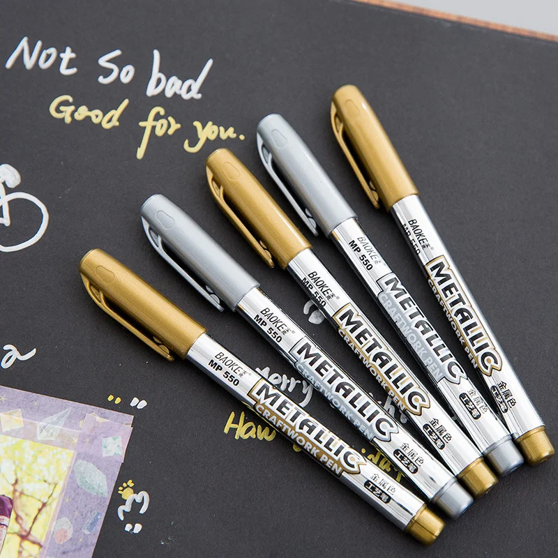2pcs/lot DIY Metallic Waterproof Permanent Paint Marker Pens Gold And Silver For Drawing School Students Supplies Craftwork Pen
2pcs/lot DIY Metallic Waterproof Permanent Paint Marker Pens Gold And Silver For Drawing School Students Supplies Craftwork Pen