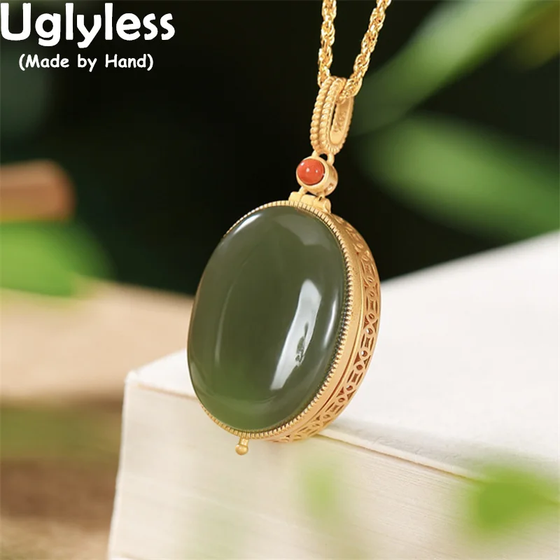 Uglyless Sachet Opening Photo Folder Pendants for Women Nature Jade Gemstones Necklaces NO Chain Hollow 925 Silver jewelry Agate
Uglyless Sachet Opening Photo Folder Pendants for Women Nature Jade Gemstones Necklaces NO Chain Hollow 925 Silver jewelry Agate
