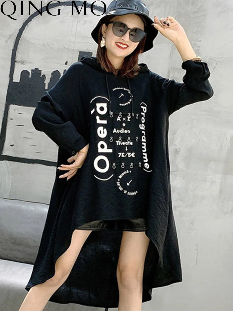QING MO Women Long Sleeves Pullover Dress Loose Mid-length Letter Printing Hooded Irregular Sunscreen 2023 Autumn LHX1039A
QING MO Women Long Sleeves Pullover Dress Loose Mid-length Letter Printing Hooded Irregular Sunscreen 2023 Autumn LHX1039A