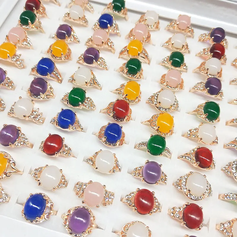 15pcs Lots Zinc Alloy Natural Multicolor Oval Stone Finger Ring for Women Wedding Engagement Jewelry Gifts
15pcs Lots Zinc Alloy Natural Multicolor Oval Stone Finger Ring for Women Wedding Engagement Jewelry Gifts