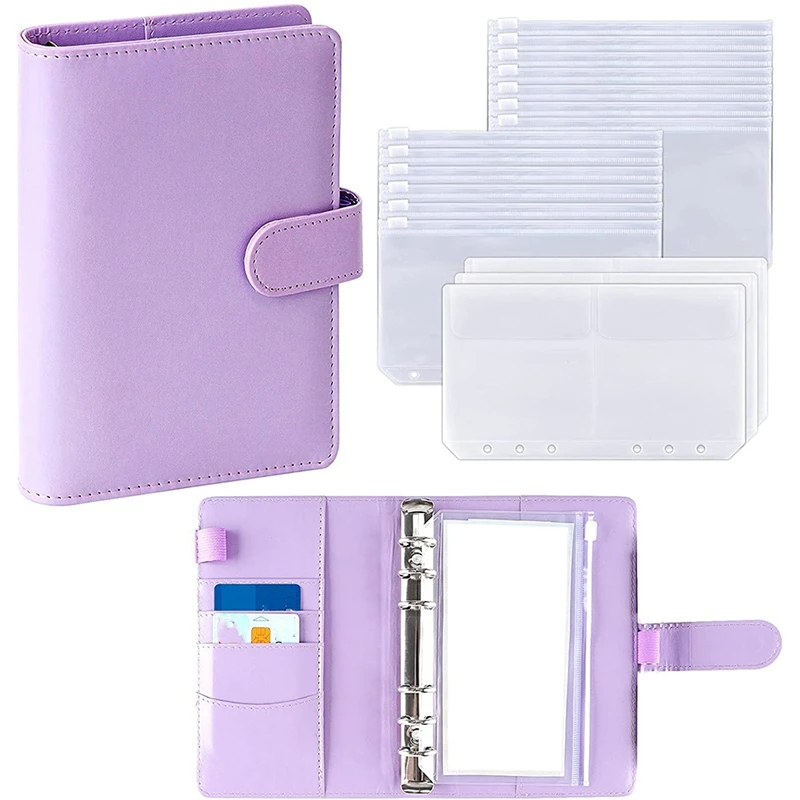17 Pcs A6 PU Leather Binder Cover With Plastic Pockets Loose Leaf Bags 6 Ring Cash Budget Envelopes System
17 Pcs A6 PU Leather Binder Cover With Plastic Pockets Loose Leaf Bags 6 Ring Cash Budget Envelopes System