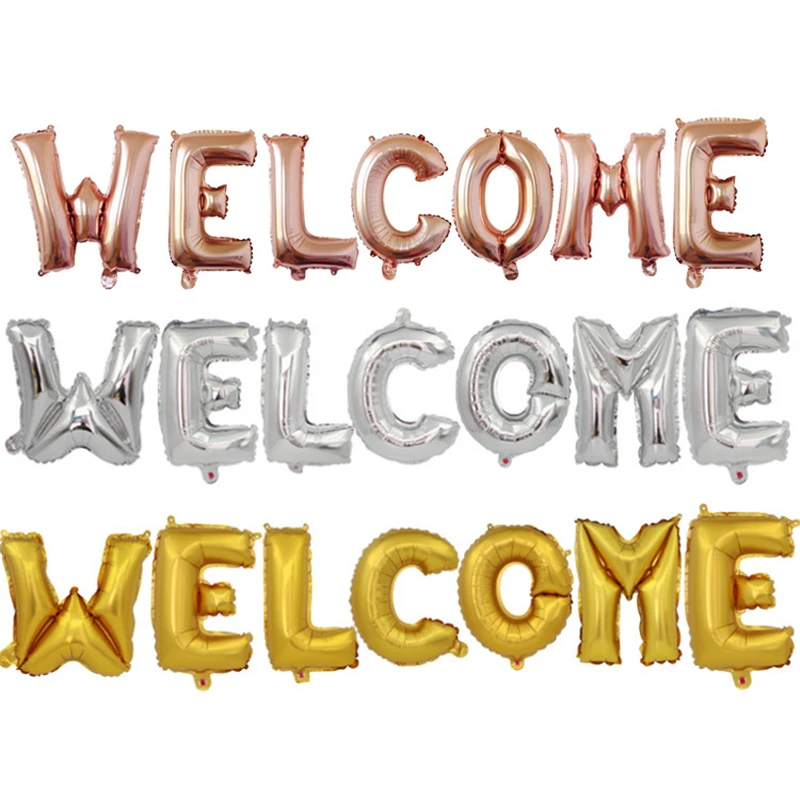 7pcs Rose Gold Silver Welcome Foil Balloons Letter Inflatable Helium Ballons Welcome Back Home Event Party Air Globos Supplies
7pcs Rose Gold Silver Welcome Foil Balloons Letter Inflatable Helium Ballons Welcome Back Home Event Party Air Globos Supplies
