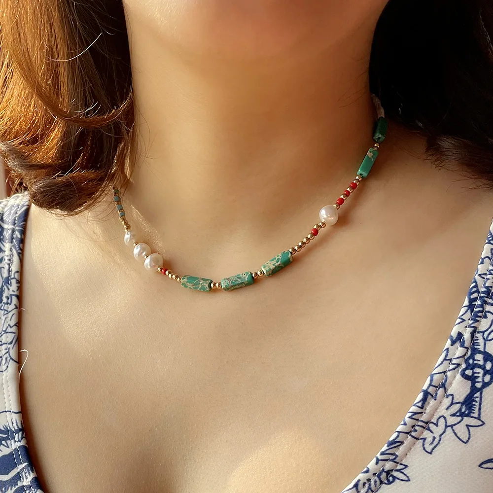 Bohemian Pearl Necklace Agate Green Semi-precious Stones Fashion Female Summer Hand Clavicle Necklace
Bohemian Pearl Necklace Agate Green Semi-precious Stones Fashion Female Summer Hand Clavicle Necklace
