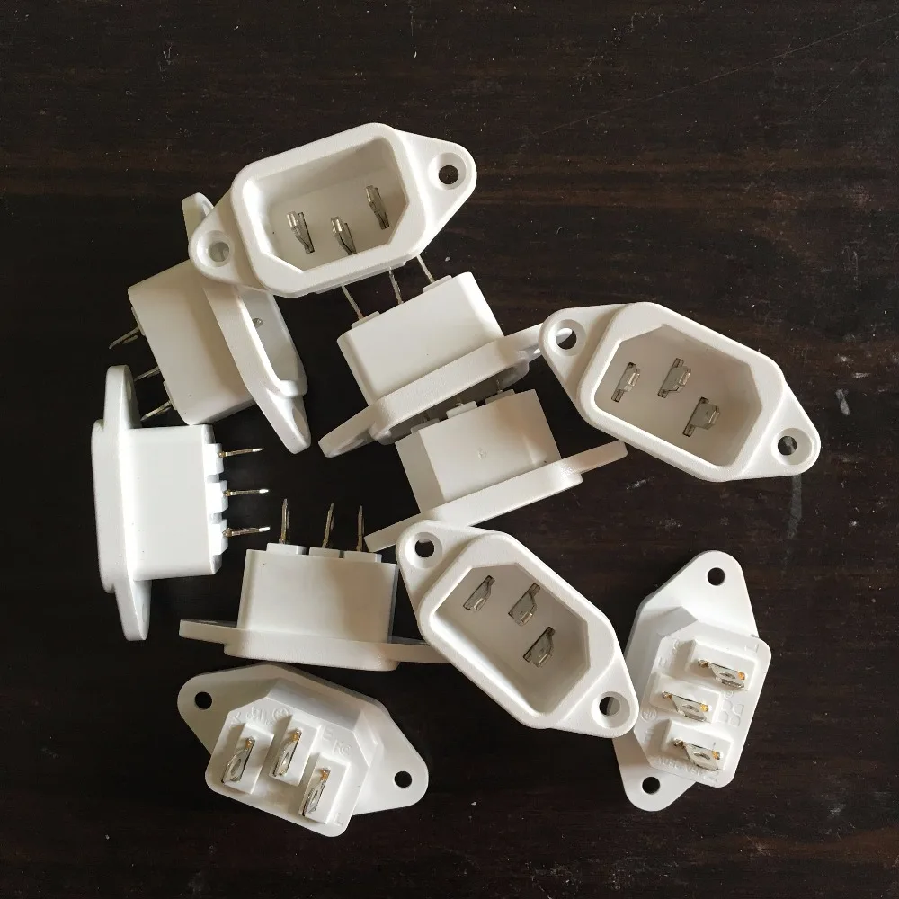 10 шт. 250 В переменного тока, 10 А, 3 клеммы C14, штекерный разъем питания, белый
10 шт. 250 В переменного тока, 10 А, 3 клеммы C14, штекерный разъем питания, белый