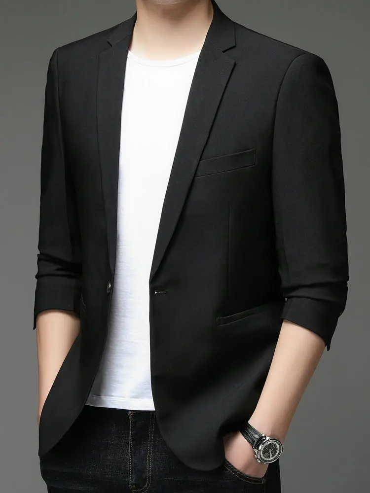 Men Smart Casual Black Blazers Business Notched Collar Back Hem Slit Design Single Button Jacket Suit Male Spring Autumn Outfits
Men Smart Casual Black Blazers Business Notched Collar Back Hem Slit Design Single Button Jacket Suit Male Spring Autumn Outfits