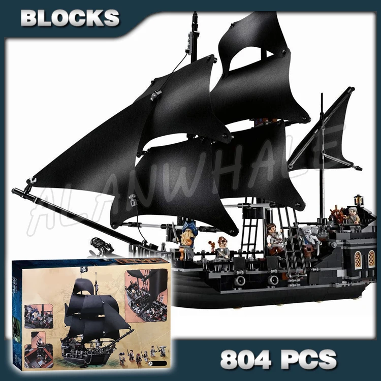 

804 шт. Пираты Карибского моря Черная жемчужина большие парусы корабль немертвый Экипаж 16006 строительный блок мальчик совместим с моделью
