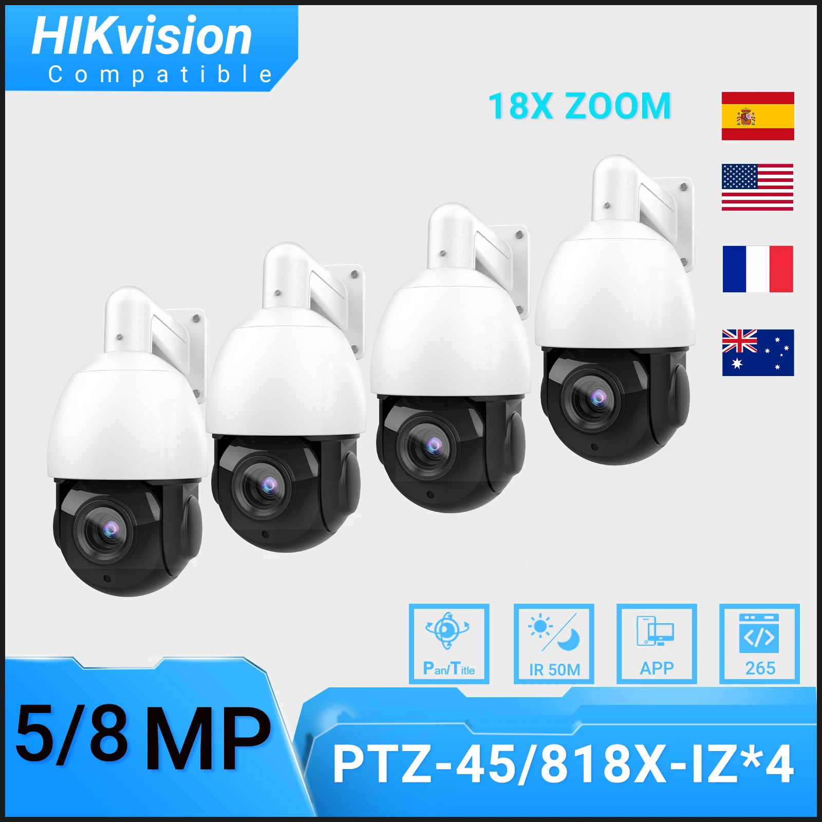 PANOEAGEL PTZ IP камера 5MP 8MP 18X-30X зум Мини купольная наружная ИК 50 м H.265 CCTV камера безопасности IP ONVIF оповещение 4 шт./лот 
PANOEAGEL PTZ IP камера 5MP 8MP 18X-30X зум Мини купольная наружная ИК 50 м H.265 CCTV камера безопасности IP ONVIF оповещение 4 шт./лот