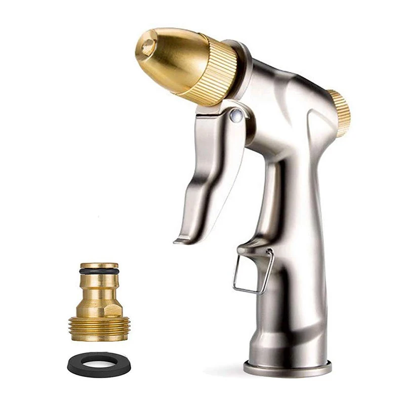 High Pressure Metal Water Spray Gun Garden Irrigation Car Wash Hose Nozzle Heavy Duty Metal in Zinc Alloy Body with Full Brass
High Pressure Metal Water Spray Gun Garden Irrigation Car Wash Hose Nozzle Heavy Duty Metal in Zinc Alloy Body with Full Brass