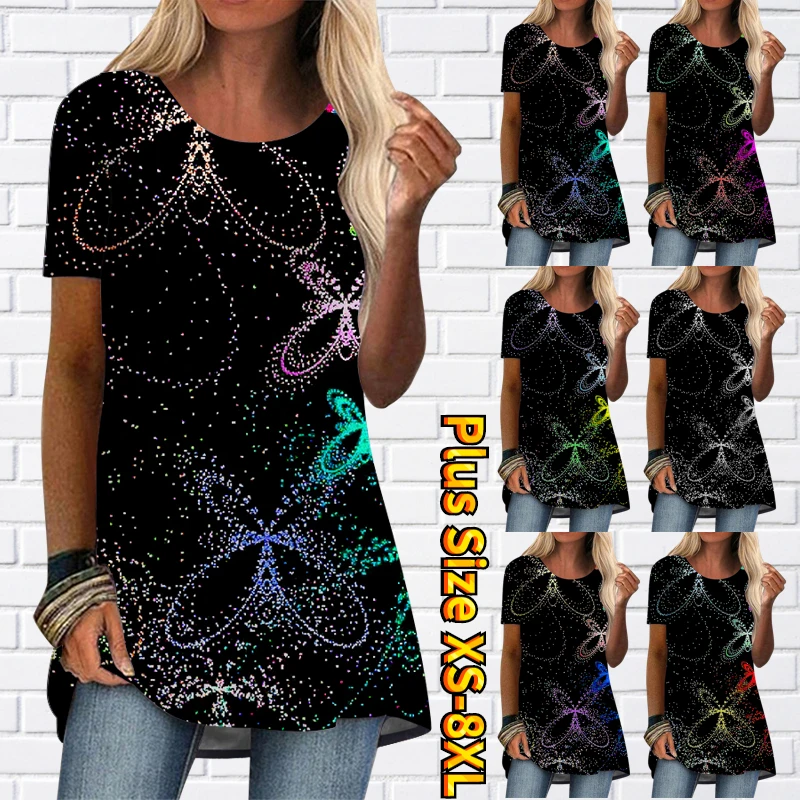 Свободная футболка с коротким рукавом, круглым вырезом и принтом 
Свободная футболка с коротким рукавом, круглым вырезом и принтом