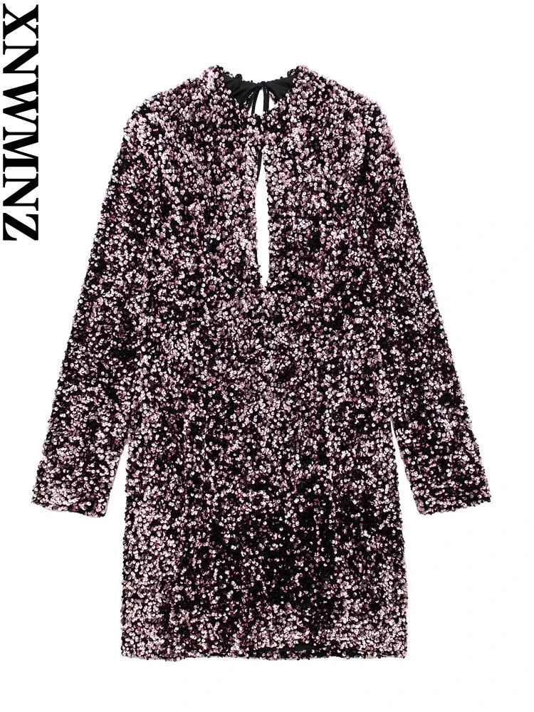 XNWMNZ 2023 Women Fashion Sequins Decorated Velvet Mini Dress Woman Party O Neck Long Sleeve Lace up Backless Female Dresses
XNWMNZ 2023 Women Fashion Sequins Decorated Velvet Mini Dress Woman Party O Neck Long Sleeve Lace up Backless Female Dresses