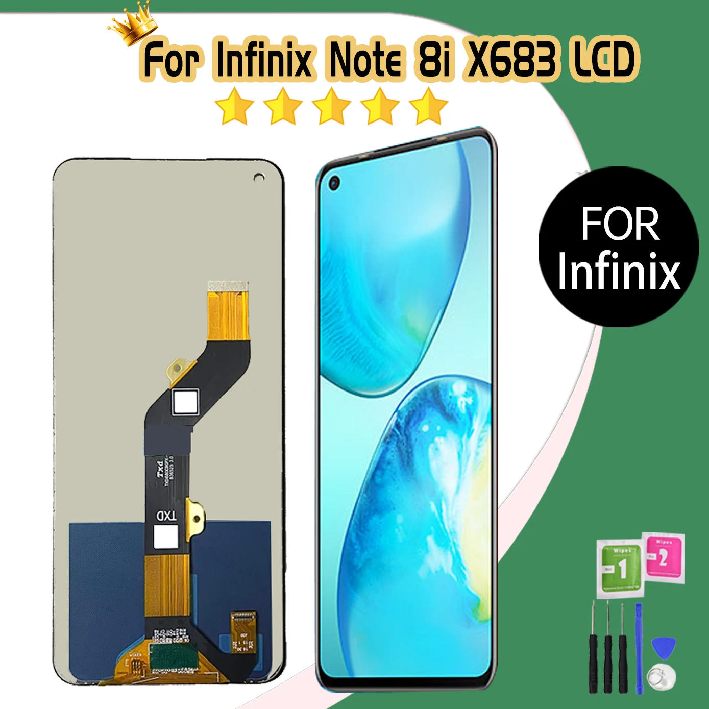 Для Infinix Note 8i ЖК-дисплей X683 X683B в сборе для полная замена стеклянного дигитайзера