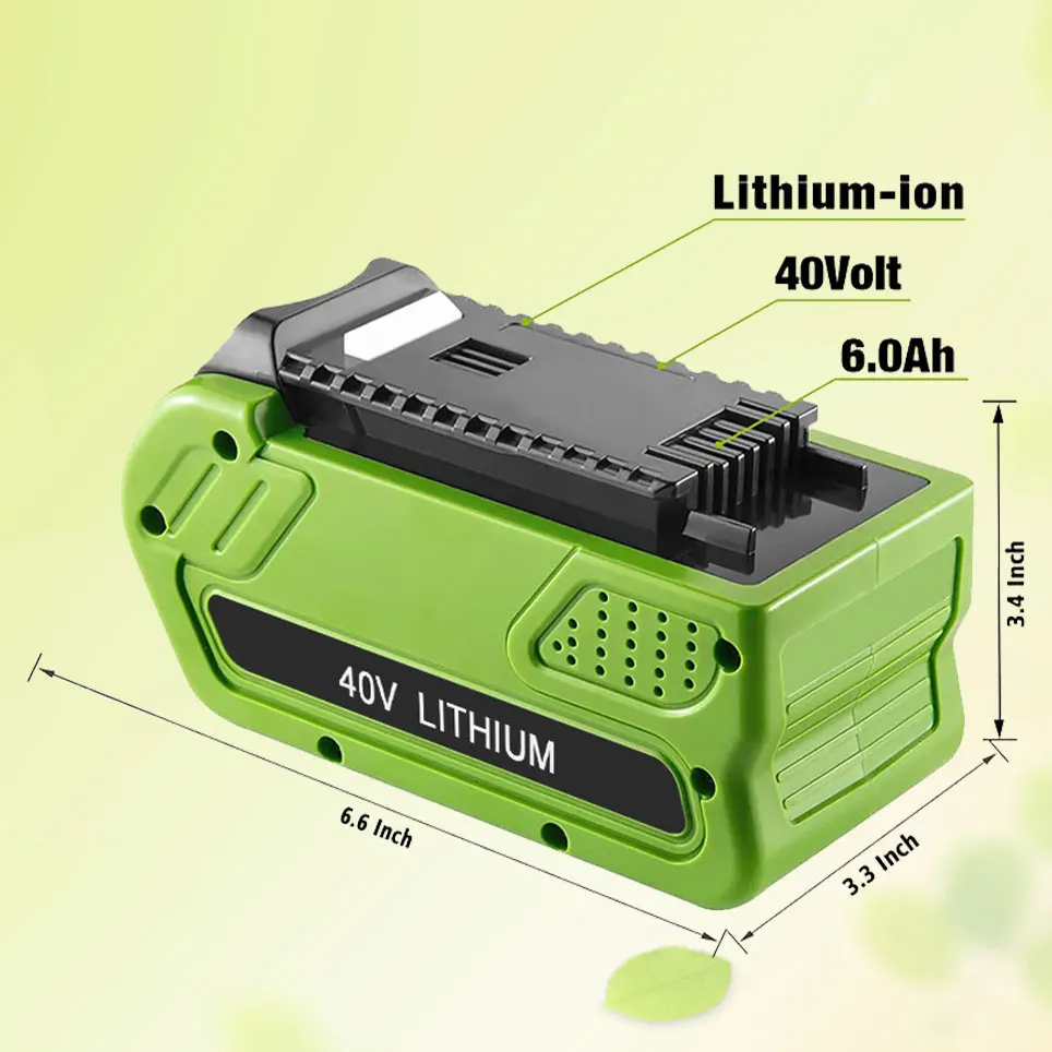 2022 6000mAh G-MAX 40V Li-Ion Replacement Battery for GreenWorks 20262 29302 29463 20292 20302 20672 20202 Rechargeable Battery
2022 6000mAh G-MAX 40V Li-Ion Replacement Battery for GreenWorks 20262 29302 29463 20292 20302 20672 20202 Rechargeable Battery