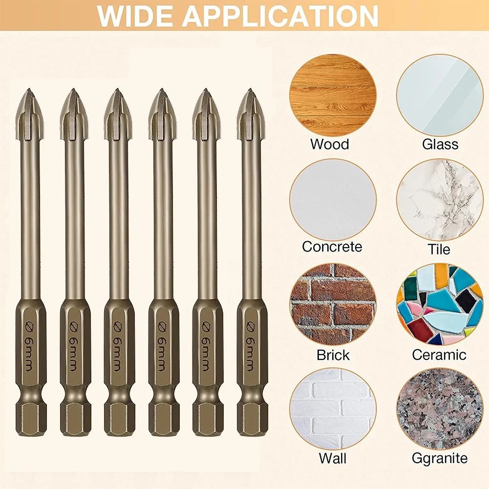 10pcs 6mm Drill Bit Set Hex Shank Spear Head Drill Bits Woodworking Tools For Drilling Tile Porcelain Marble Ceramic Glass
10pcs 6mm Drill Bit Set Hex Shank Spear Head Drill Bits Woodworking Tools For Drilling Tile Porcelain Marble Ceramic Glass
