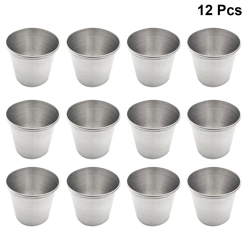 

12Pcs Stainless Steel Shot Cups, 45ML Smooth Surface Stainless Steel Shot Glasses Drinking Vessel Drinking Cup Barware for Sauce