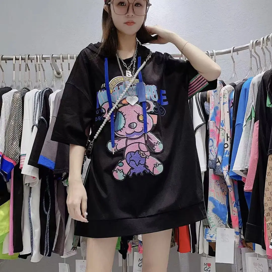 Trendy Brand Webbing Hooded Sweatshirt for Women Short Sleeve Pullovers Top All-match Loose Casual Cotton Hoodies Femm T-shirt
Trendy Brand Webbing Hooded Sweatshirt for Women Short Sleeve Pullovers Top All-match Loose Casual Cotton Hoodies Femm T-shirt