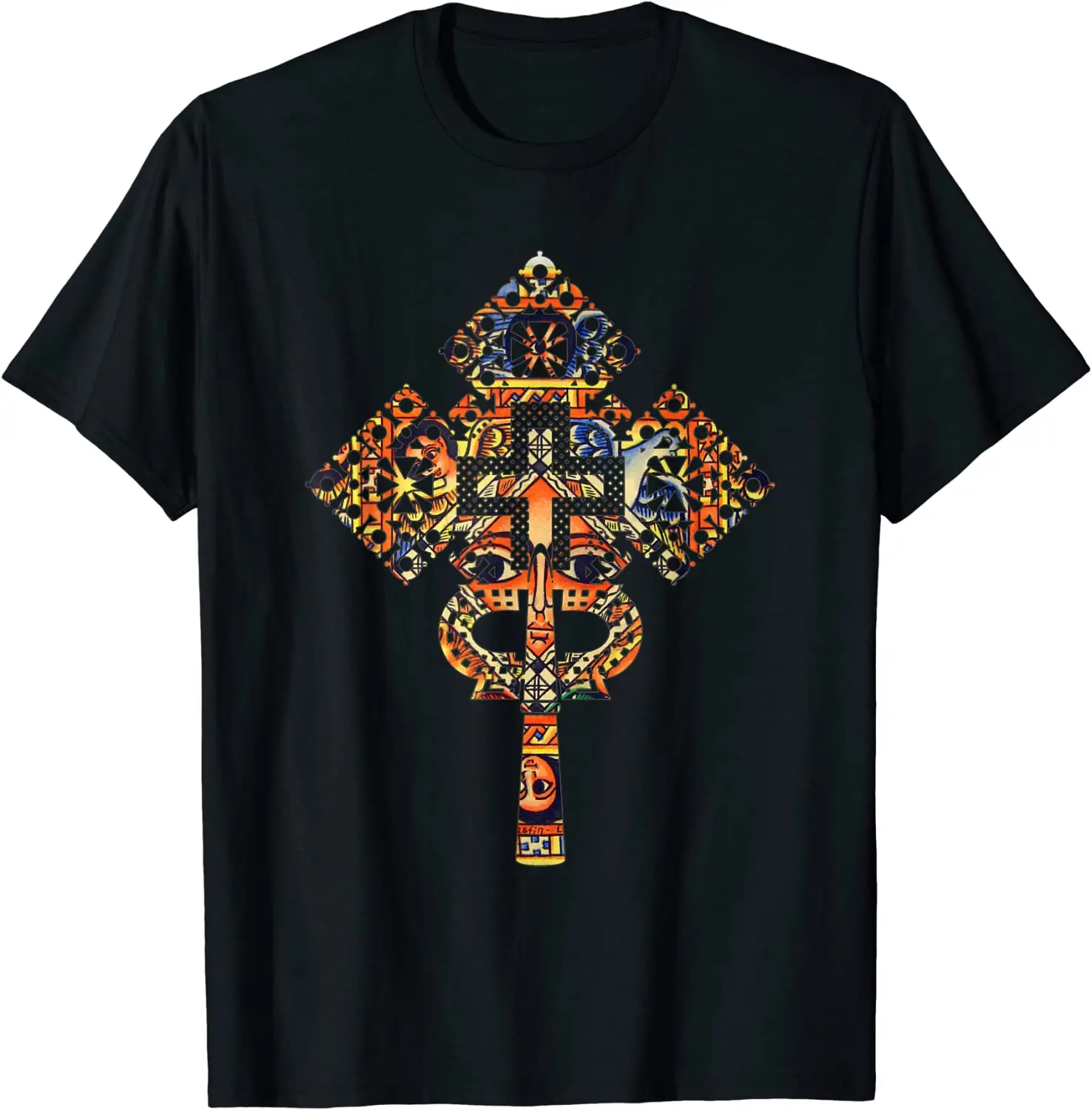 

Ethiopian Christian Art Christ In Glory Ethiopian Cross Men T-Shirt Short Sleeve Casual Cotton O-Neck Summer Shirt