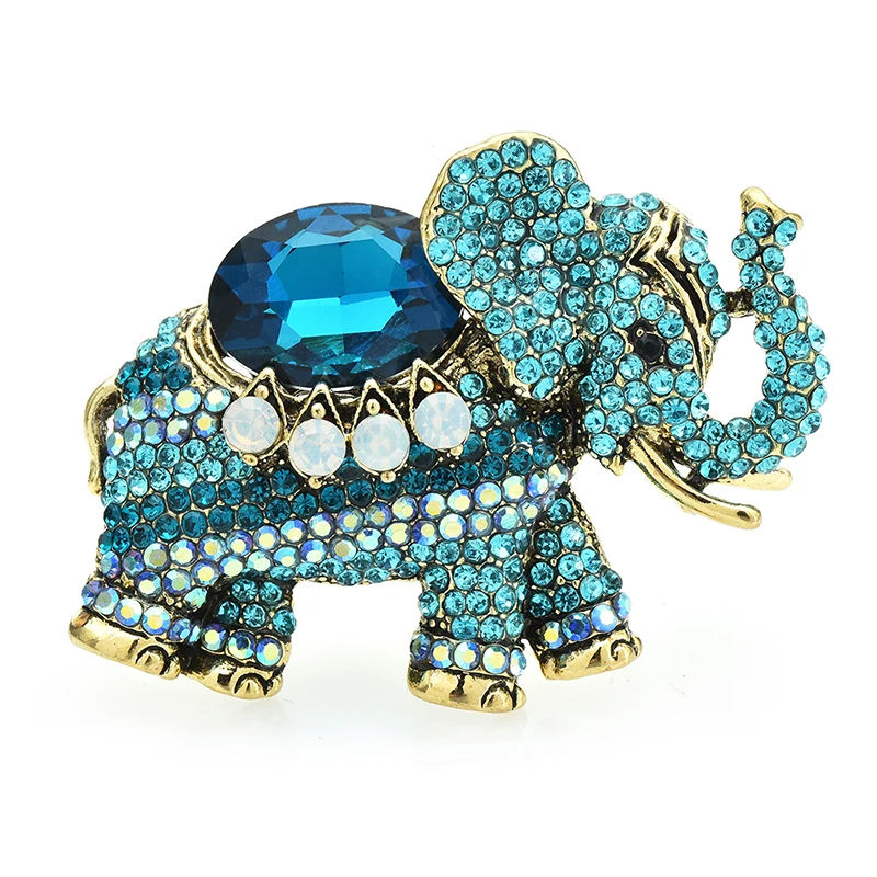 

Wuli&baby Luxury Elephant Brooches For Women Unisex 4-color Rhinestone Lucky Animal Party Office Brooch Pins Gifts