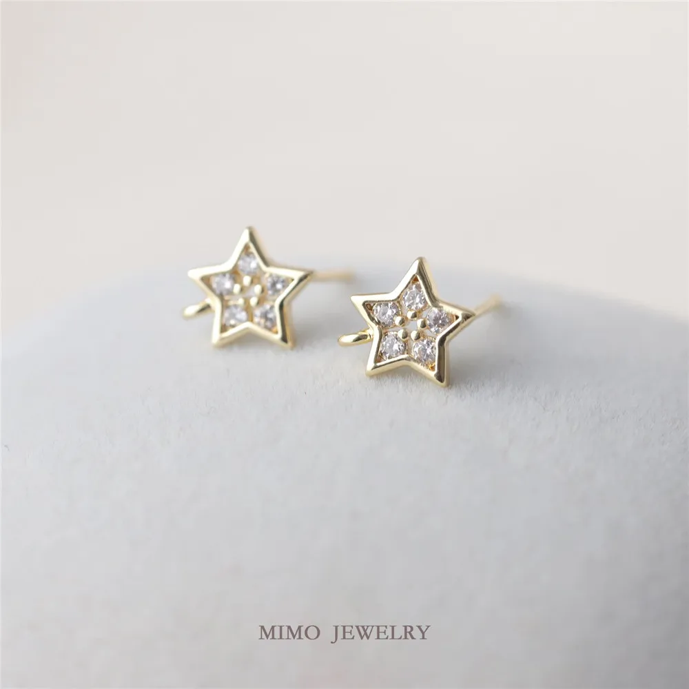 Color-preserving copper plated gold micro-inlaid zircon star earrings 925 silver needle semi-finished earpiece accessories
Color-preserving copper plated gold micro-inlaid zircon star earrings 925 silver needle semi-finished earpiece accessories