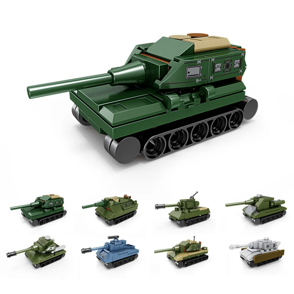 8Pcs Mini WW2 Tank Block DIY Sherman Firefly M26 JS-2 L48 SU-100 Model Building Brick Toys For Boy Kids
8Pcs Mini WW2 Tank Block DIY Sherman Firefly M26 JS-2 L48 SU-100 Model Building Brick Toys For Boy Kids