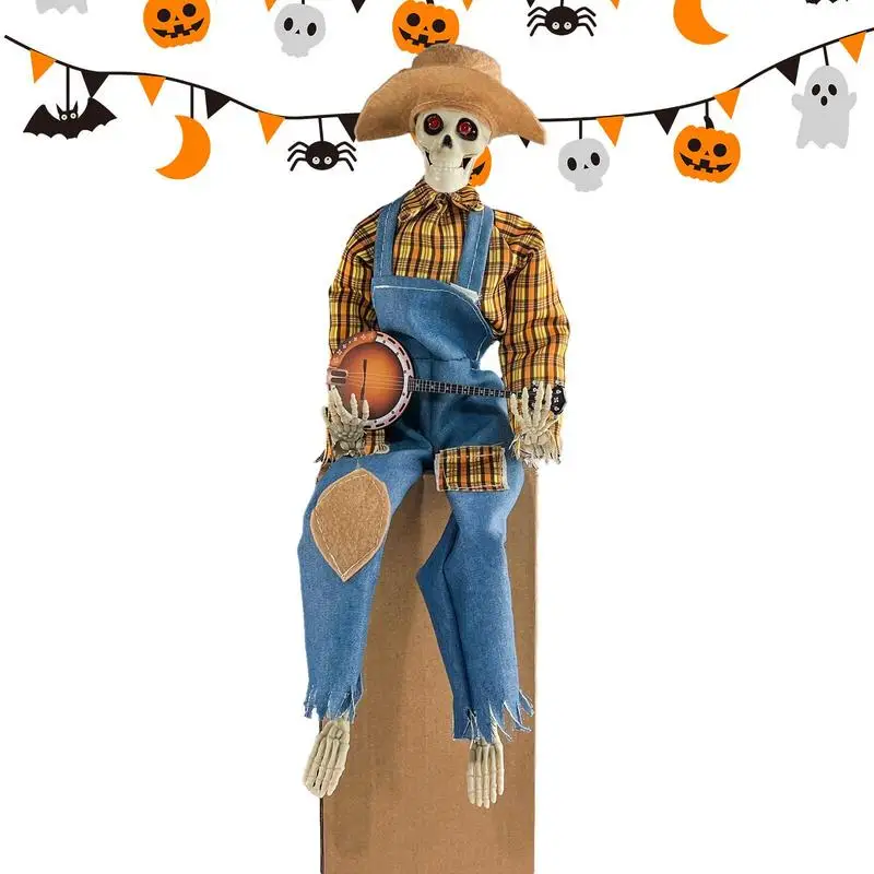 Halloween Skull Figurine Glowing Animated Skull Statue Rock Singer Look Skeleton Figurines For Haunted House Garden Door Patio
Halloween Skull Figurine Glowing Animated Skull Statue Rock Singer Look Skeleton Figurines For Haunted House Garden Door Patio