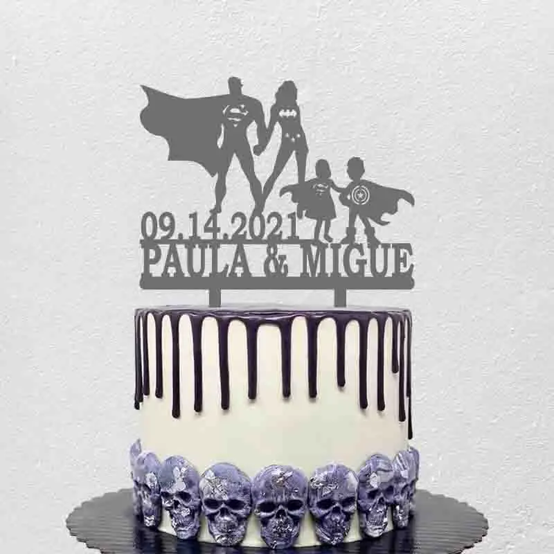 Family of Four Super Hero Family Cake Topper Custom Couple Name Party Date Super Man and Woman Wedding Anniversary Decoration
Family of Four Super Hero Family Cake Topper Custom Couple Name Party Date Super Man and Woman Wedding Anniversary Decoration