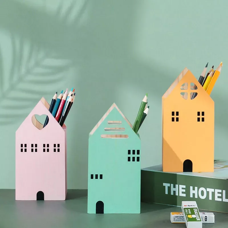 Creative Cartoon House Pen Holder Stationery Organizer Desktop Accessories Wooden Storage Boxes Home Office Storage Student
Creative Cartoon House Pen Holder Stationery Organizer Desktop Accessories Wooden Storage Boxes Home Office Storage Student