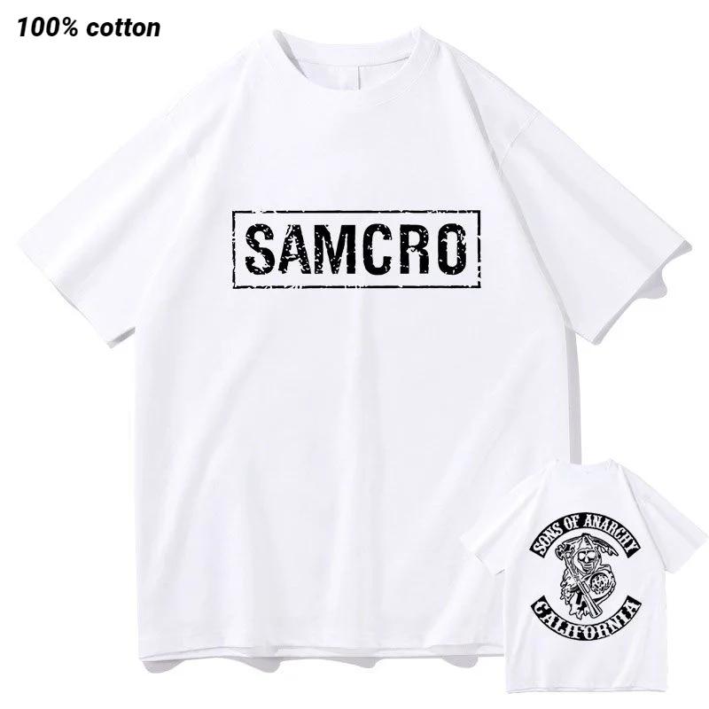 Sons of Anarchy SAMCRO Double Sided Print Tshirt Men Womnen Fashion Hip Hop Rock Tees Short Sleeve Summer Cotton T Shirts Tops
Sons of Anarchy SAMCRO Double Sided Print Tshirt Men Womnen Fashion Hip Hop Rock Tees Short Sleeve Summer Cotton T Shirts Tops