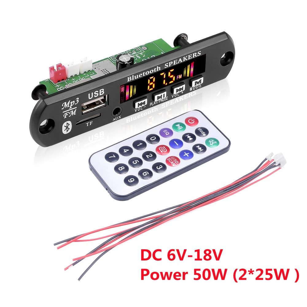 Speaker 5V 18V 50W Amplifier MP3 Decoder Board Bluetooth5.0 Car MP3 Player USB Recording Module FM AUX Radio For Speaker Handsfr
Speaker 5V 18V 50W Amplifier MP3 Decoder Board Bluetooth5.0 Car MP3 Player USB Recording Module FM AUX Radio For Speaker Handsfr