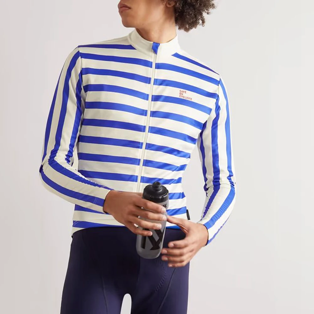 

Лидер продаж, Весенняя Мужская классическая белая синяя полосатая веломайка, футболка для горного велосипеда, велосипедные топы, одежда дл...