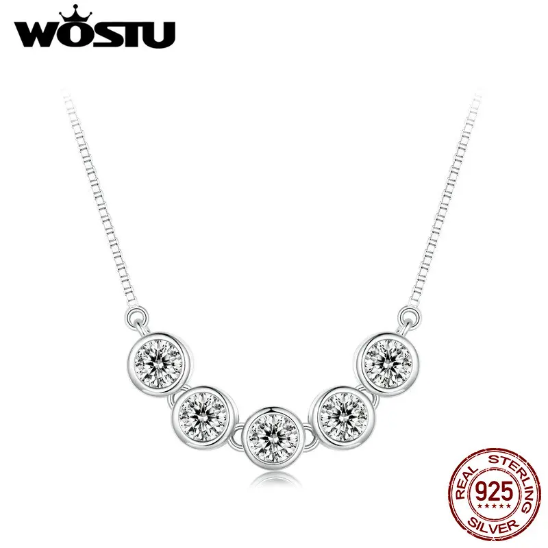 WOSTU 925 Sterling Silver 1.5CT Moissanite Classical Round Pendant Necklace 5 Stones Diamond Cut link Women Wedding Jewelry Gift 
WOSTU 925 Sterling Silver 1.5CT Moissanite Classical Round Pendant Necklace 5 Stones Diamond Cut link Women Wedding Jewelry Gift